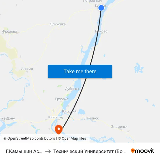 Г.Камышин Ас (Б) to Технический Университет (Волггту) map