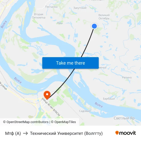 Мтф (А) to Технический Университет (Волггту) map