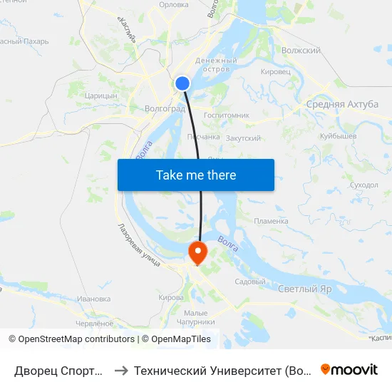 Дворец Спорта (Б) to Технический Университет (Волггту) map