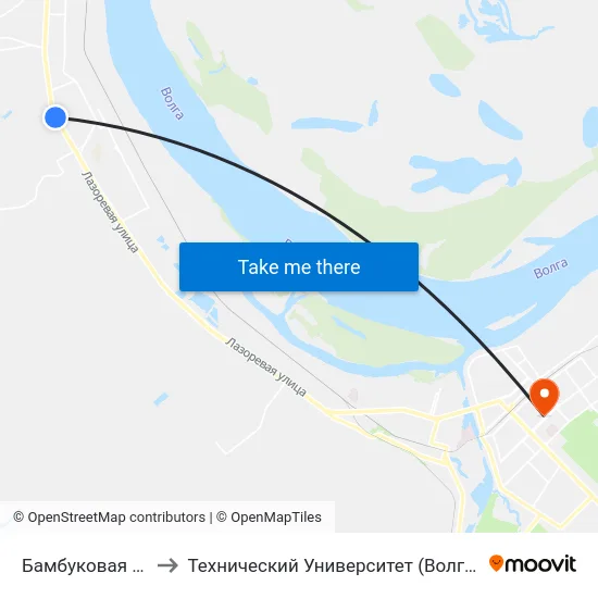 Бамбуковая (Б) to Технический Университет (Волггту) map