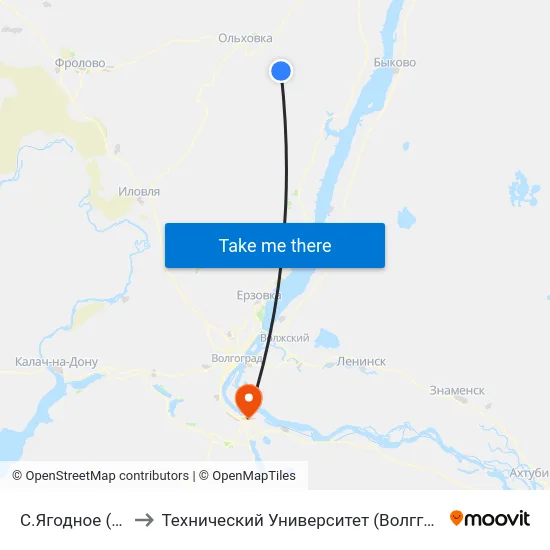С.Ягодное (Б) to Технический Университет (Волггту) map