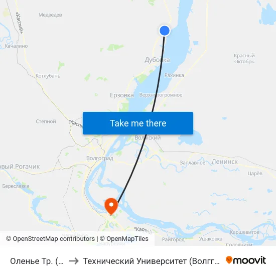 Оленье Тр. (А) to Технический Университет (Волггту) map