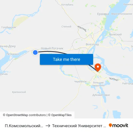 П.Комсомольский Тр. (А) to Технический Университет (Волггту) map