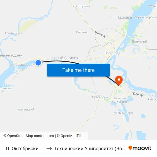 П. Октябрьский (А) to Технический Университет (Волггту) map
