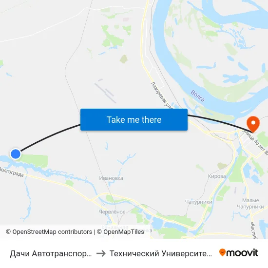 Дачи Автотранспортник (А) to Технический Университет (Волггту) map