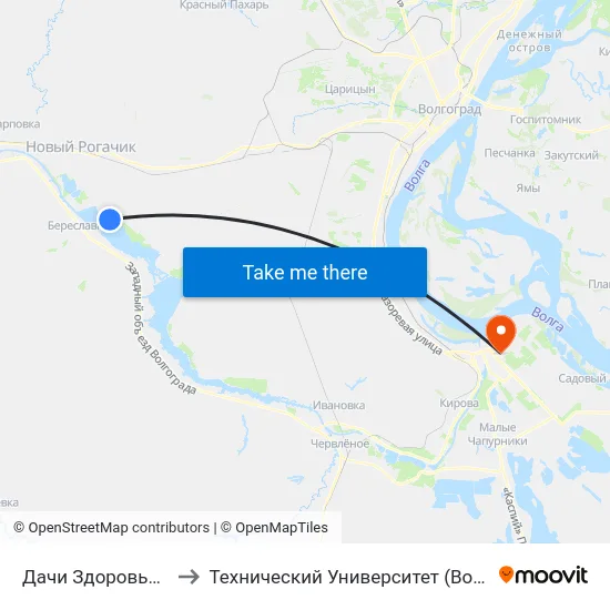 Дачи Здоровье (А) to Технический Университет (Волггту) map