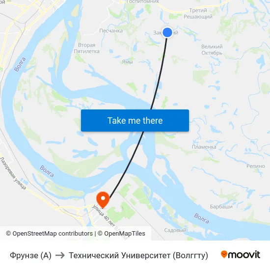 Фрунзе (А) to Технический Университет (Волггту) map