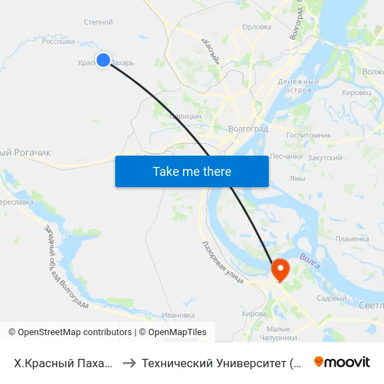 Х.Красный Пахарь (А) to Технический Университет (Волггту) map