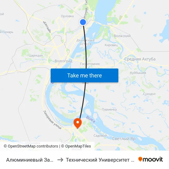 Алюминиевый Завод (А) to Технический Университет (Волггту) map