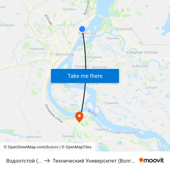 Водоотстой (А) to Технический Университет (Волггту) map