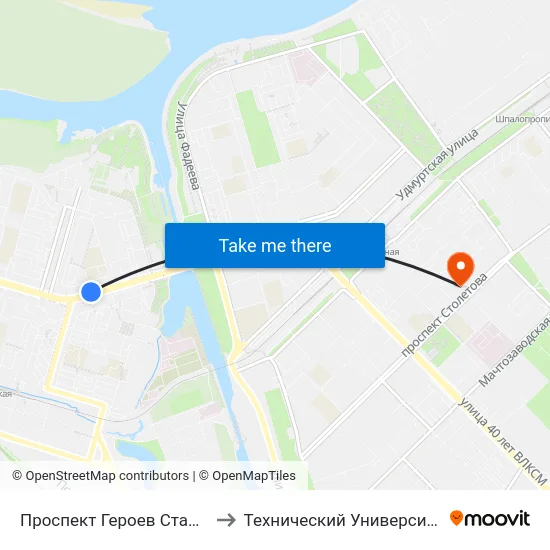 Проспект Героев Сталинграда (А) to Технический Университет (Волггту) map