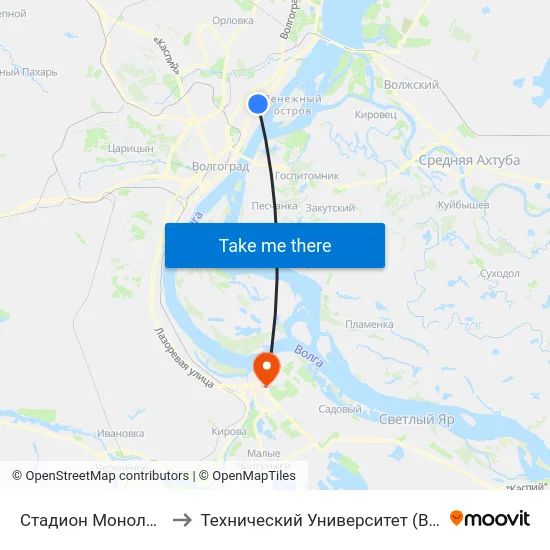Стадион Монолит (А) to Технический Университет (Волггту) map
