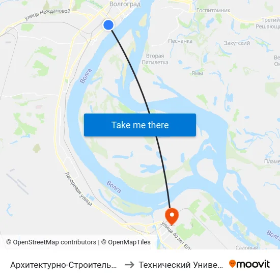 Архитектурно-Строительный Университет (А) to Технический Университет (Волггту) map