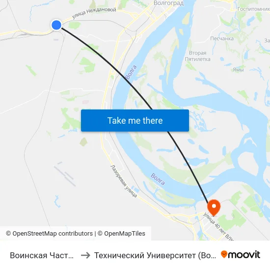 Воинская Часть (А) to Технический Университет (Волггту) map