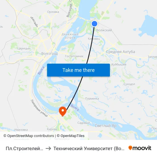 Пл.Строителей (А) to Технический Университет (Волггту) map