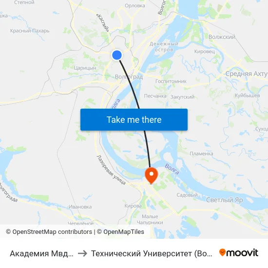 Академия Мвд (А) to Технический Университет (Волггту) map