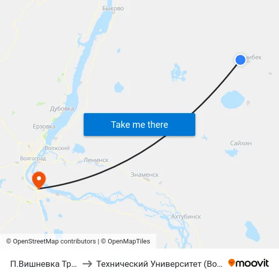 П.Вишневка Тр. (А) to Технический Университет (Волггту) map