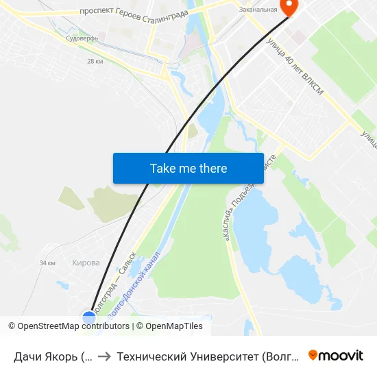 Дачи Якорь (А) to Технический Университет (Волггту) map