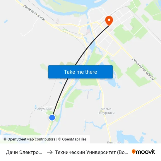 Дачи Электрон (А) to Технический Университет (Волггту) map
