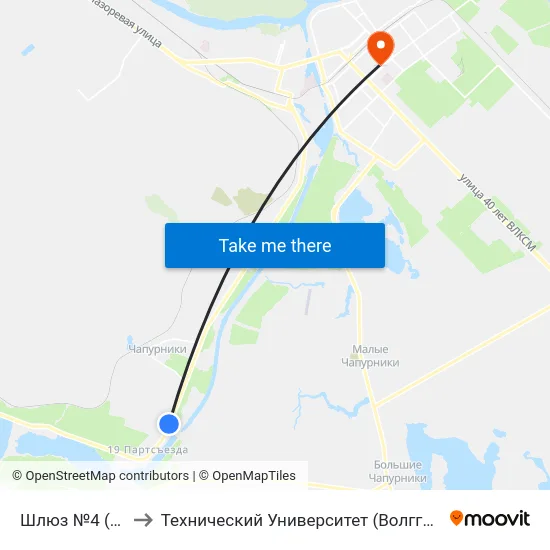 Шлюз №4 (А) to Технический Университет (Волггту) map