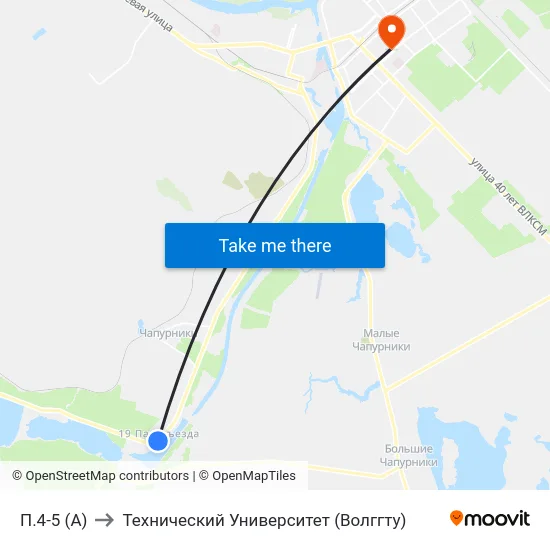 П.4-5 (А) to Технический Университет (Волггту) map