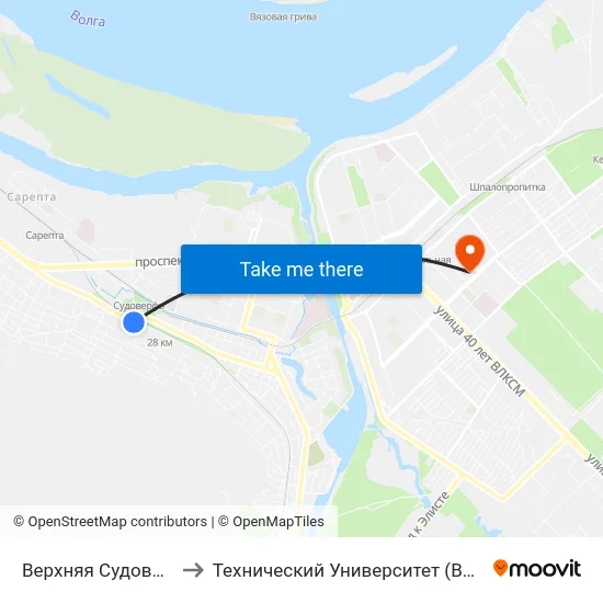 Верхняя Судоверфь to Технический Университет (Волггту) map
