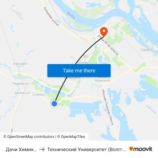 Дачи Химик-2 to Технический Университет (Волггту) map