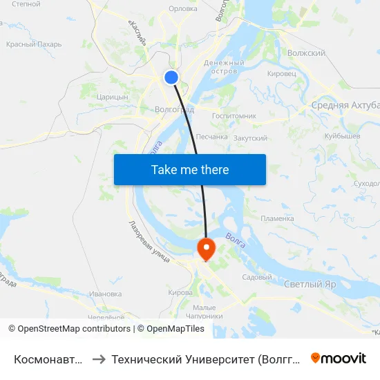 Космонавтов to Технический Университет (Волггту) map