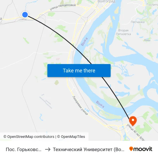 Пос. Горьковский to Технический Университет (Волггту) map