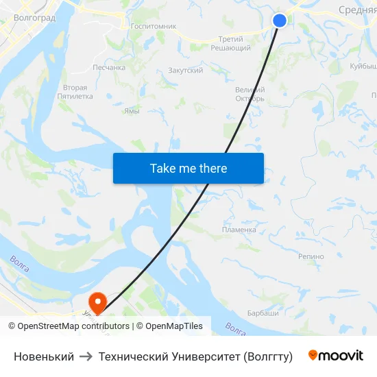 Новенький to Технический Университет (Волггту) map