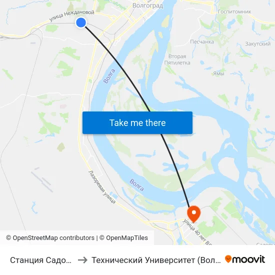 Станция Садовая to Технический Университет (Волггту) map
