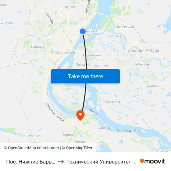 Пос. Нижние Баррикады to Технический Университет (Волггту) map