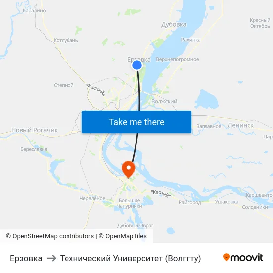 Ерзовка to Технический Университет (Волггту) map