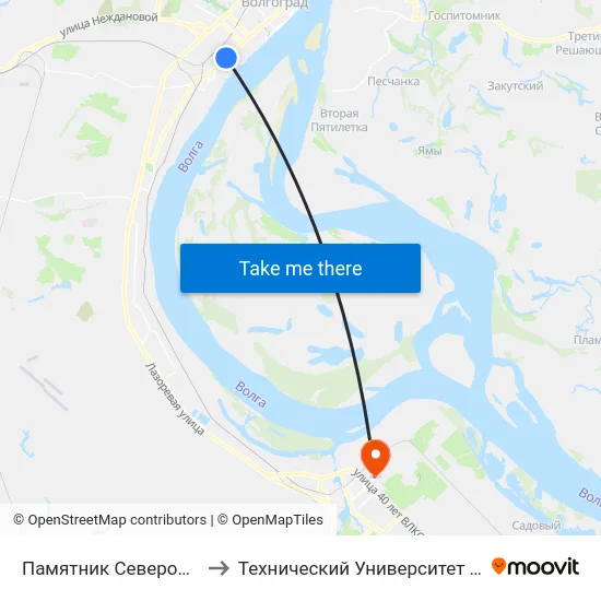 Памятник Североморцам to Технический Университет (Волггту) map