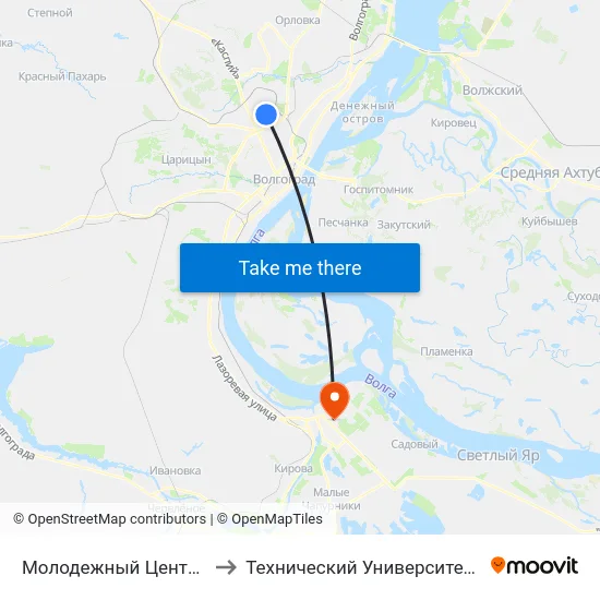Молодежный Центр Россия to Технический Университет (Волггту) map