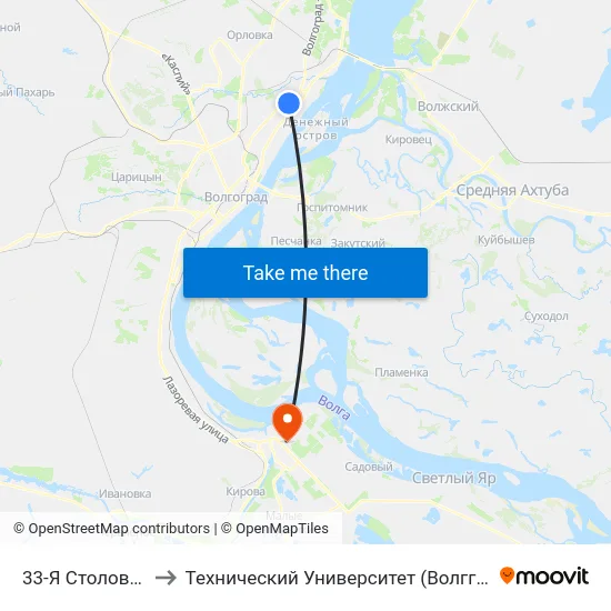 33-Я Столовая to Технический Университет (Волггту) map