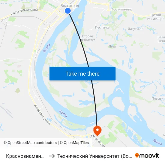 Краснознаменская to Технический Университет (Волггту) map