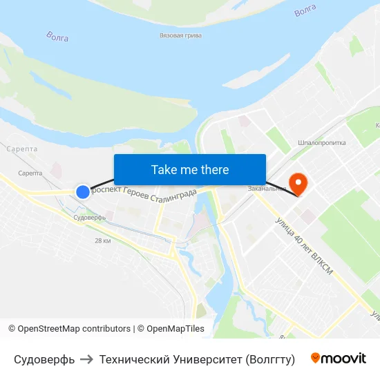 Судоверфь to Технический Университет (Волггту) map
