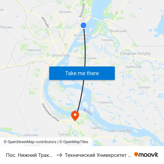 Пос. Нижний Тракторный to Технический Университет (Волггту) map