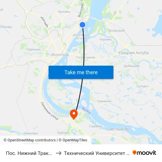 Пос. Нижний Тракторный to Технический Университет (Волггту) map