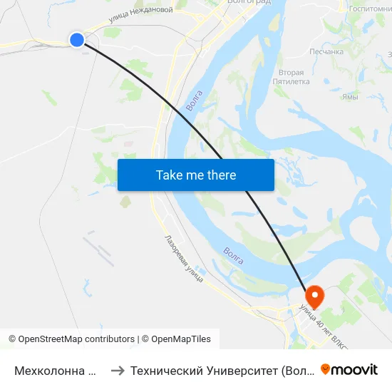 Мехколонна №65 to Технический Университет (Волггту) map
