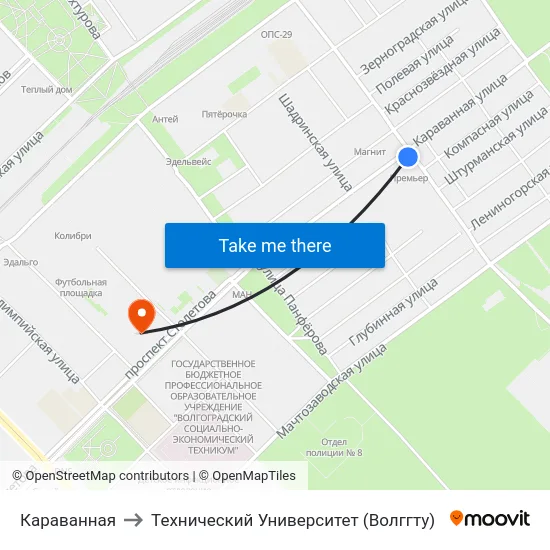 Караванная to Технический Университет (Волггту) map
