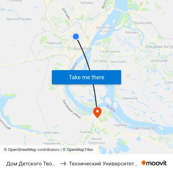 Дом Детского Творчества to Технический Университет (Волггту) map