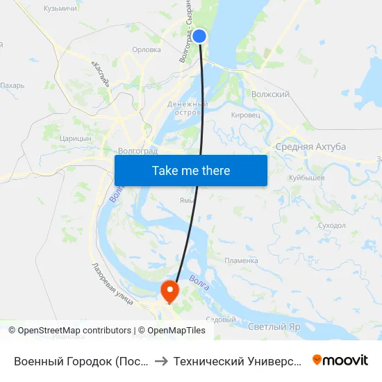 Военный Городок (Пос. Латошинка) to Технический Университет (Волггту) map