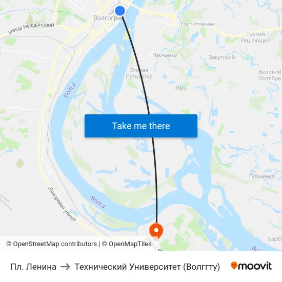 Пл. Ленина to Технический Университет (Волггту) map