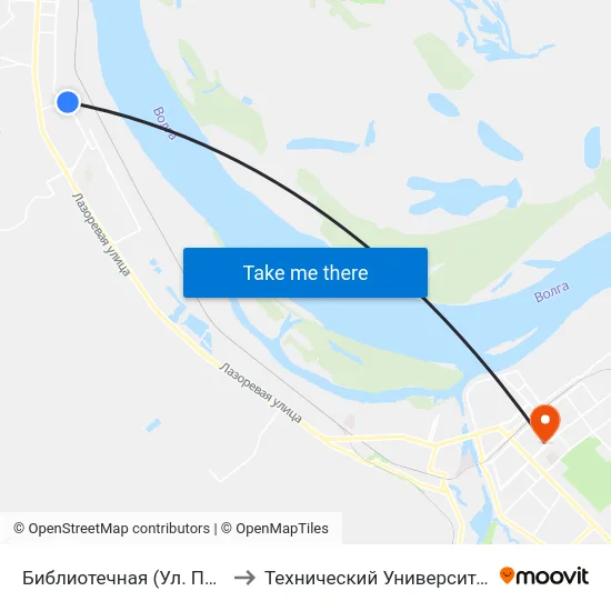 Библиотечная (Ул. Писемского) to Технический Университет (Волггту) map