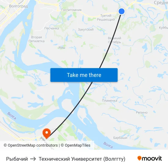 Рыбачий to Технический Университет (Волггту) map