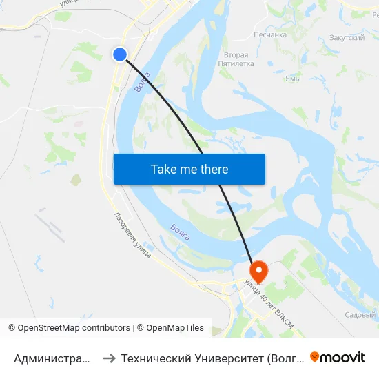 Администрация to Технический Университет (Волггту) map
