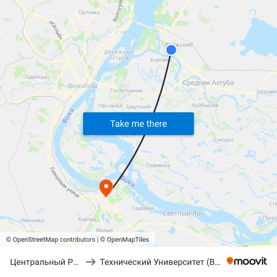 Центральный Рынок to Технический Университет (Волггту) map