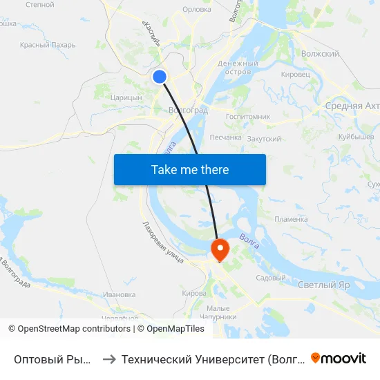 Оптовый Рынок to Технический Университет (Волггту) map